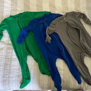 Three footies. Size 3-6 month. Organic cotton.